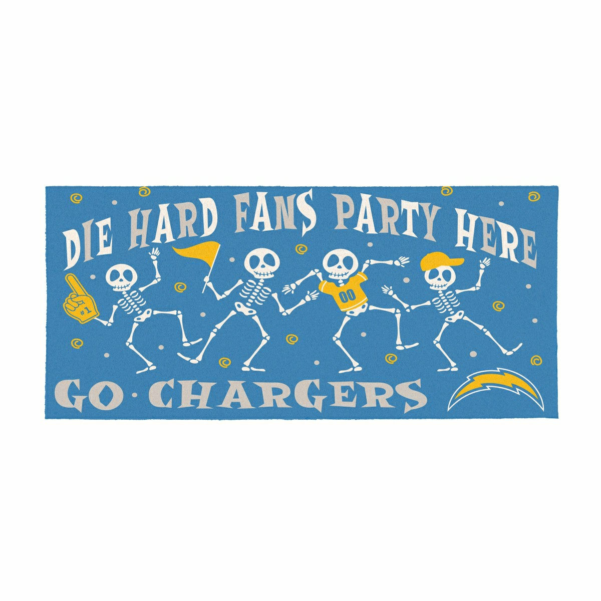Los Angeles Chargers Flocked Coir Halloween Sassafras Switch Mat, 22"x