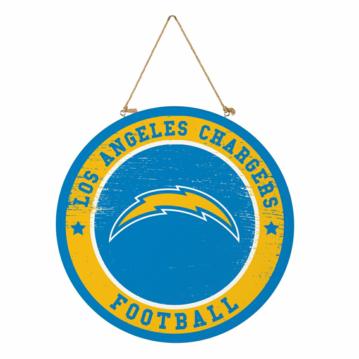 Los Angeles Chargers Round Door Décor with Hanging Rope, 18x18