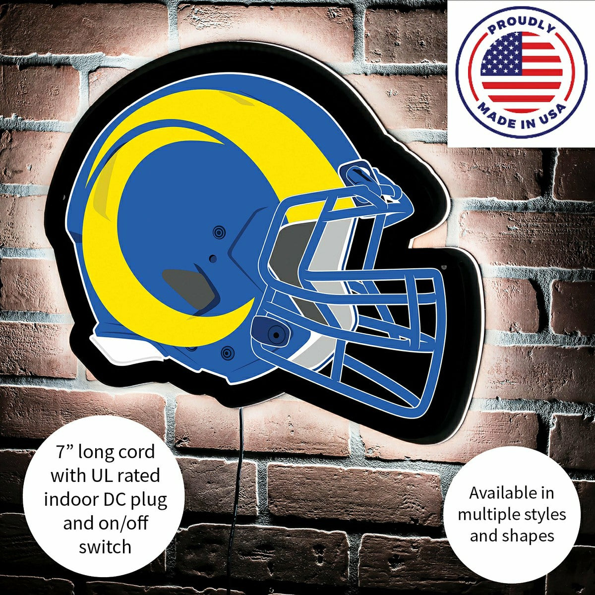 LED Wall Decor, Helmet, Los Angeles Rams