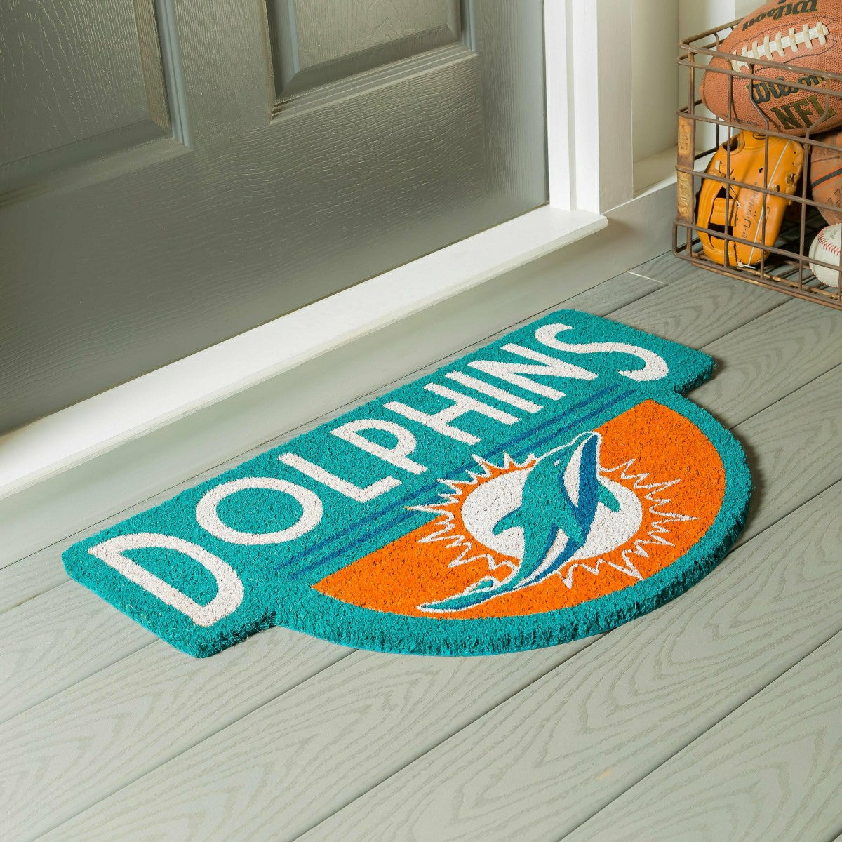 NFL Shaped Coir Door Mat, Dolphins