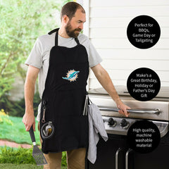 Grill Apron, Black, Miami Dolphins
