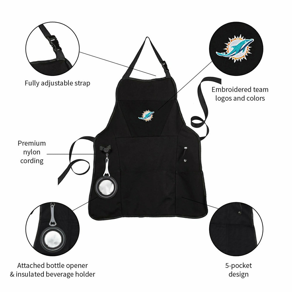 Grill Apron, Black, Miami Dolphins