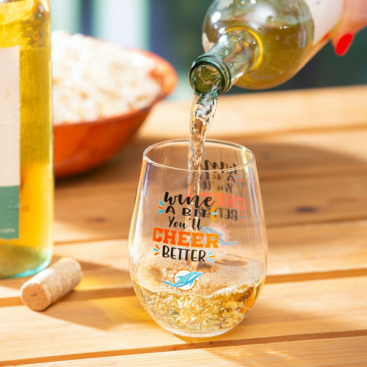 Miami Dolphins, 17oz Boxed Stemless Wine