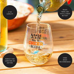 Miami Dolphins, 17oz Boxed Stemless Wine