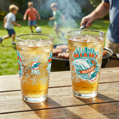 Miami Dolphins 16oz Glass pint, Set of 2