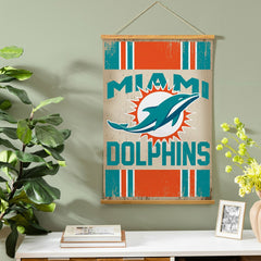 Miami Dolphins, Canvas Wall Tapestry, Medium, 36x24