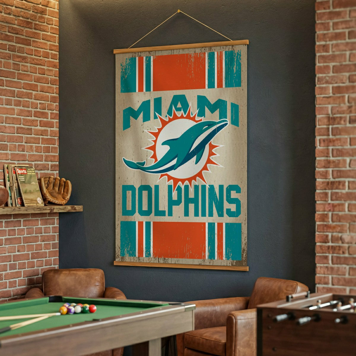 Miami Dolphins, Canvas Wall Tapestry, Large, 54x36