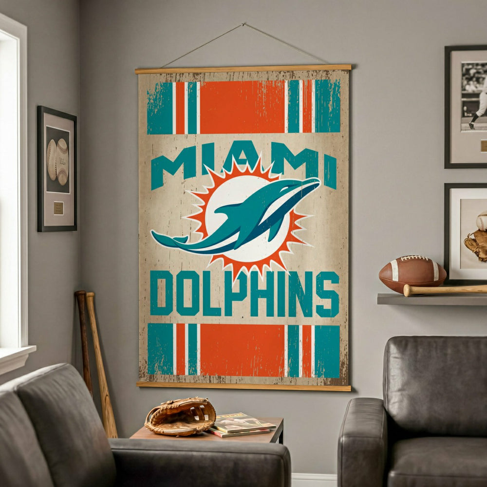 Miami Dolphins, Canvas Wall Tapestry, Large, 54x36