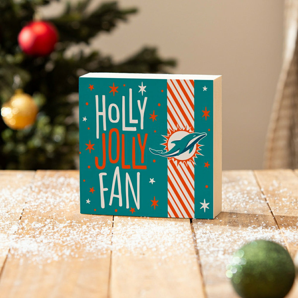 Miami Dolphins Block, Holiday, 6x6