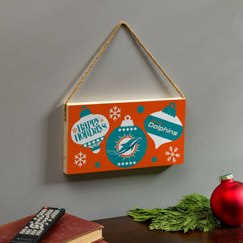 Miami Dolphins Holiday Wood Wall Sign, 6x11
