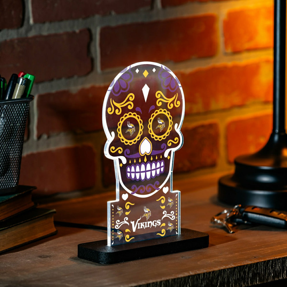 Minnesota Vikings NFL Football Sugar Skull Desklite LED Decor