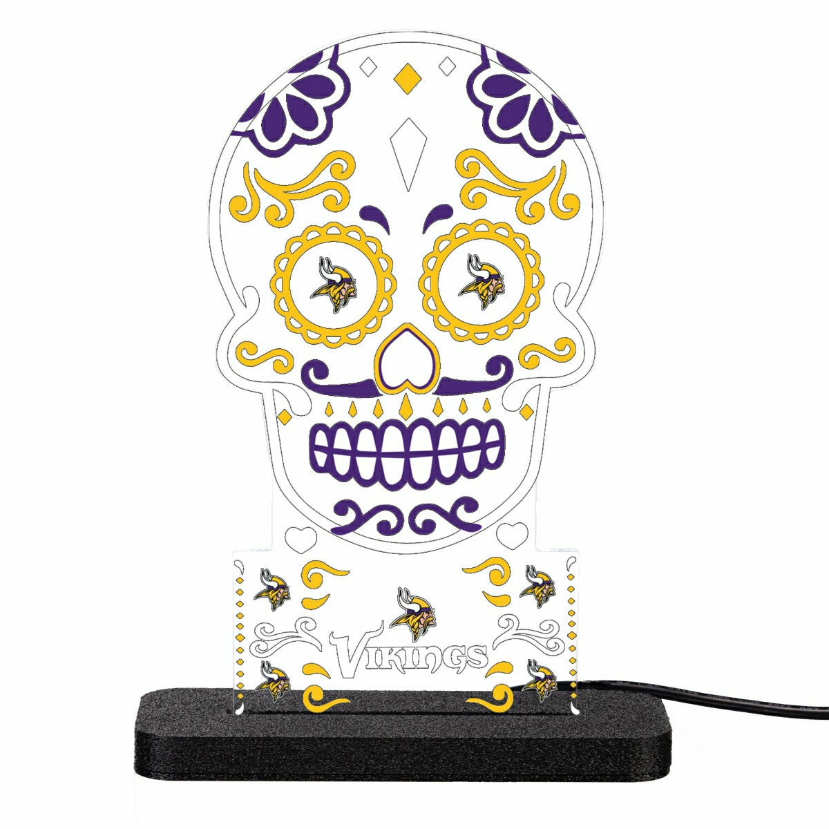 Minnesota Vikings NFL Football Sugar Skull Desklite LED Decor