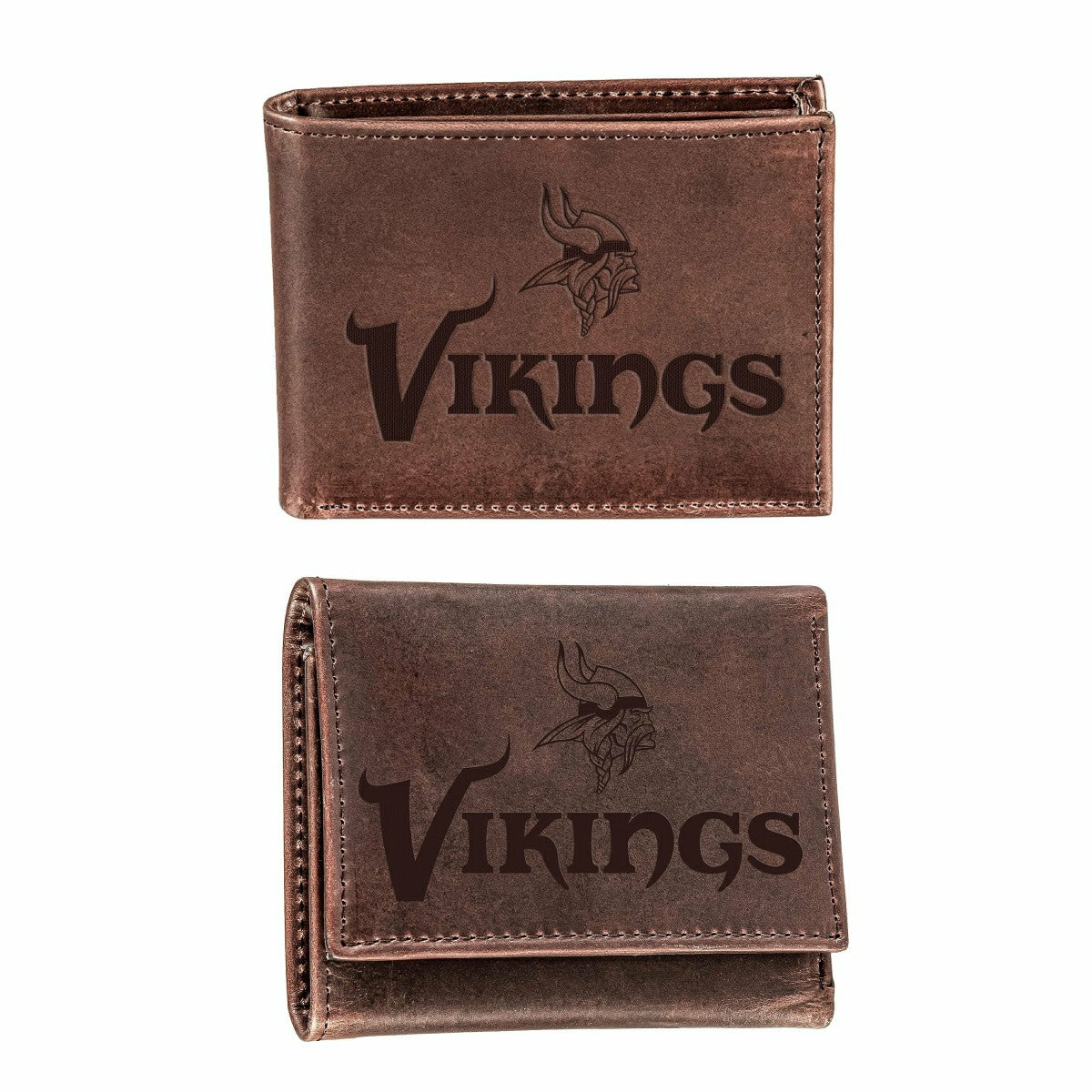 Minnesota Vikings, Bi-Fold and Tri-Fold Wallet Gift Set, Brown