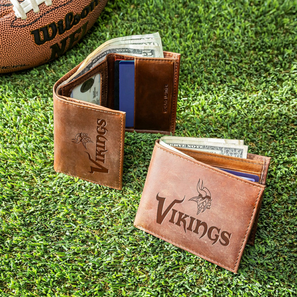 Minnesota Vikings, Bi-Fold and Tri-Fold Wallet Gift Set, Brown
