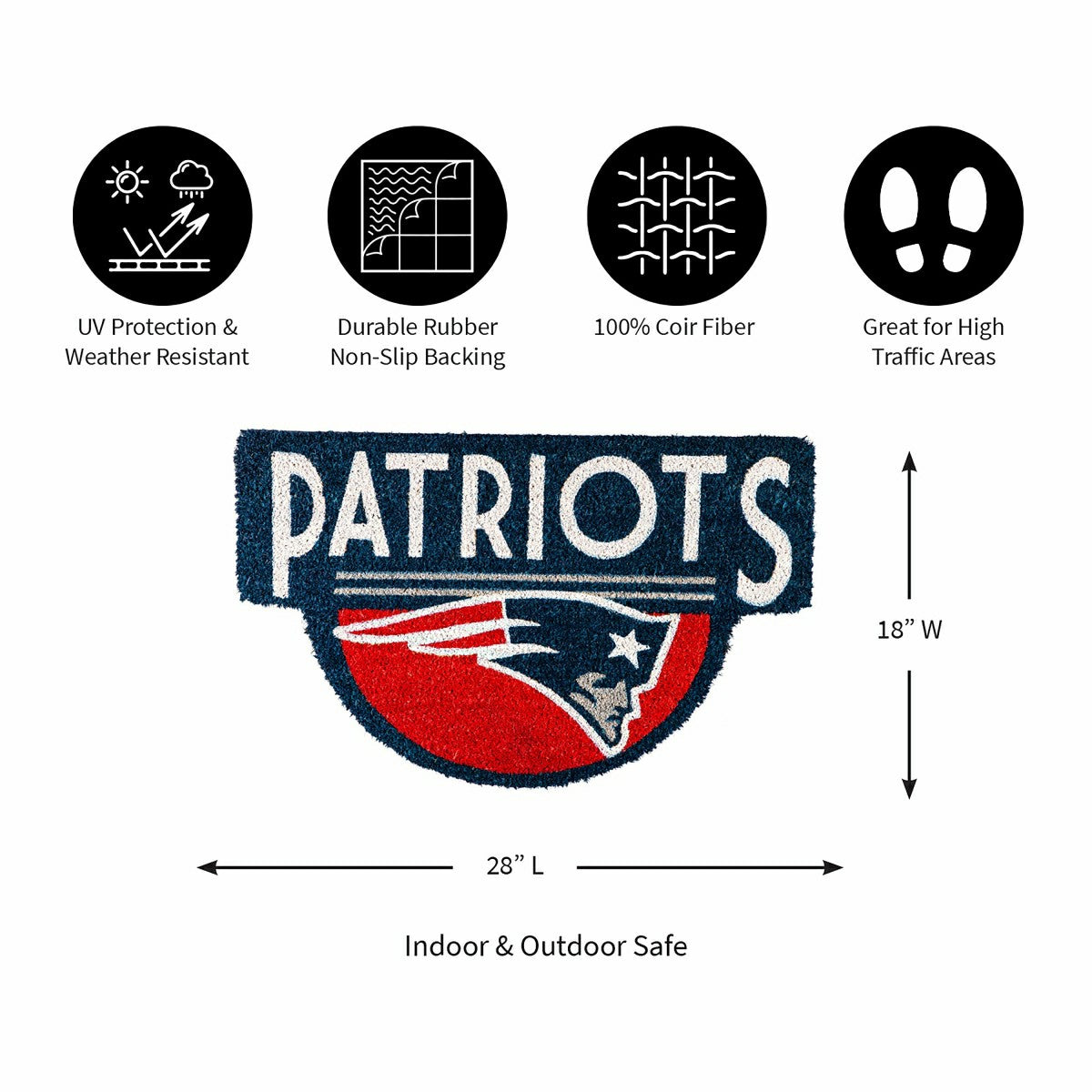 NFL Shaped Coir Door Mat, Patriots