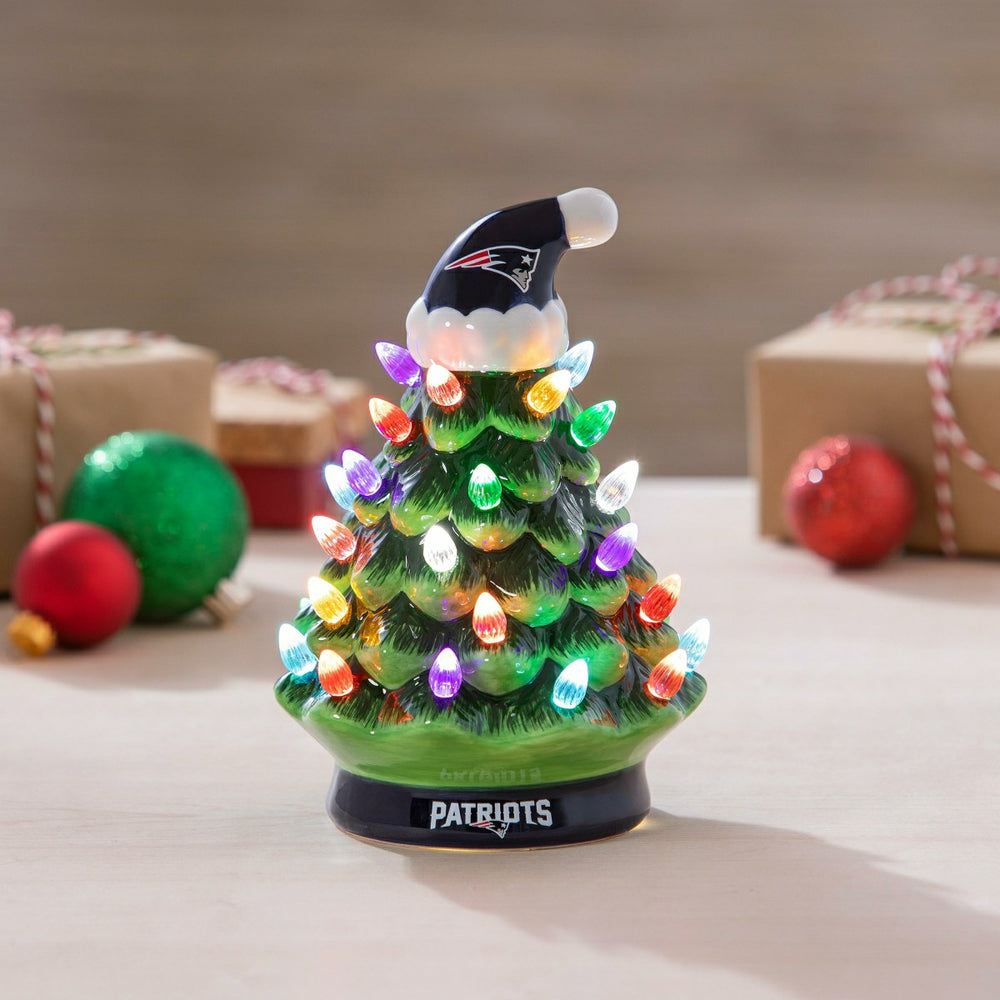 8" LED Ceramic Christmas Tree, New England Patriots