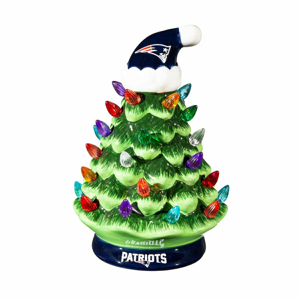 8" LED Ceramic Christmas Tree, New England Patriots