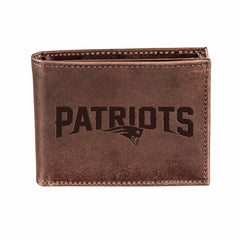 New England Patriots, Bi-Fold Wallet, Brown, CH, 100% Genuine Leather
