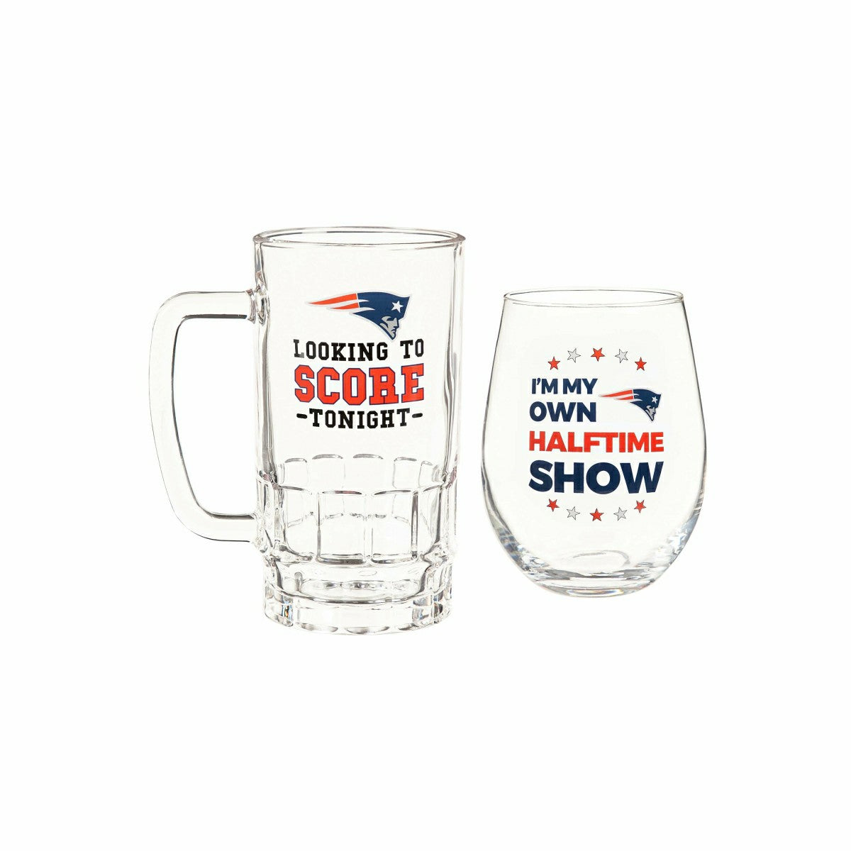 New England Patriots, Stemless 17OZ Wine & Beer 16 OZ Gift Set