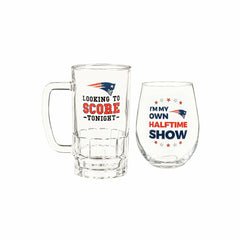 New England Patriots, Stemless 17OZ Wine & Beer 16 OZ Gift Set