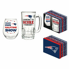 New England Patriots, Stemless 17OZ Wine & Beer 16 OZ Gift Set