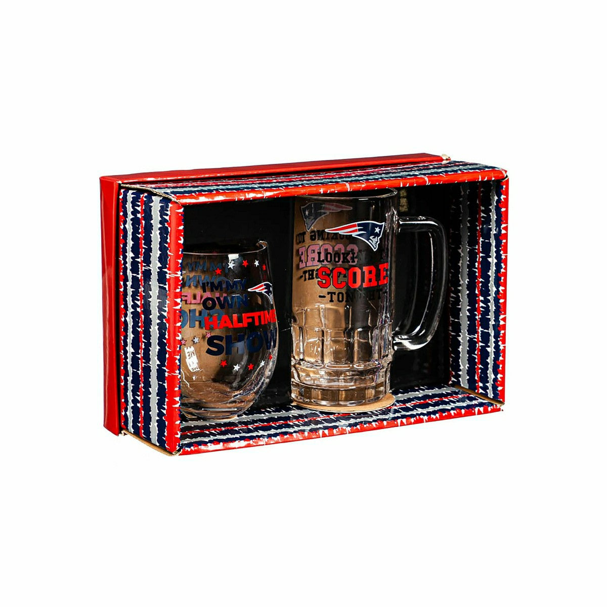 New England Patriots, Stemless 17OZ Wine & Beer 16 OZ Gift Set