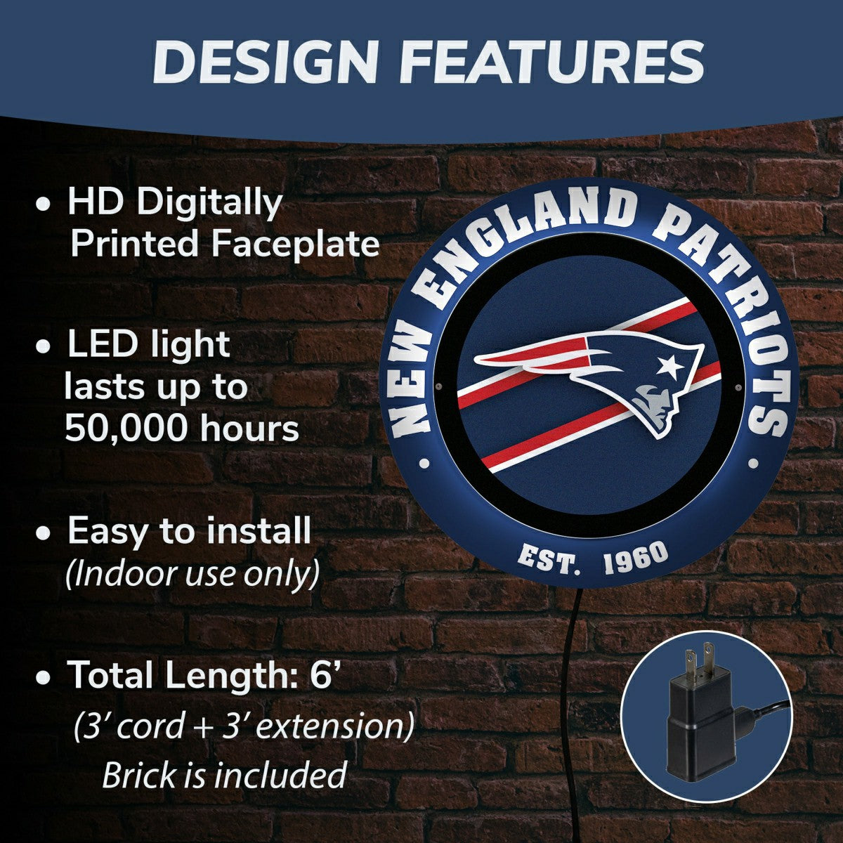 New England Patriots, Metal Lite, Round