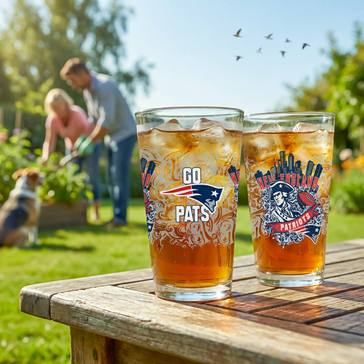 New England Patriots 16oz Glass pint, Set of 2