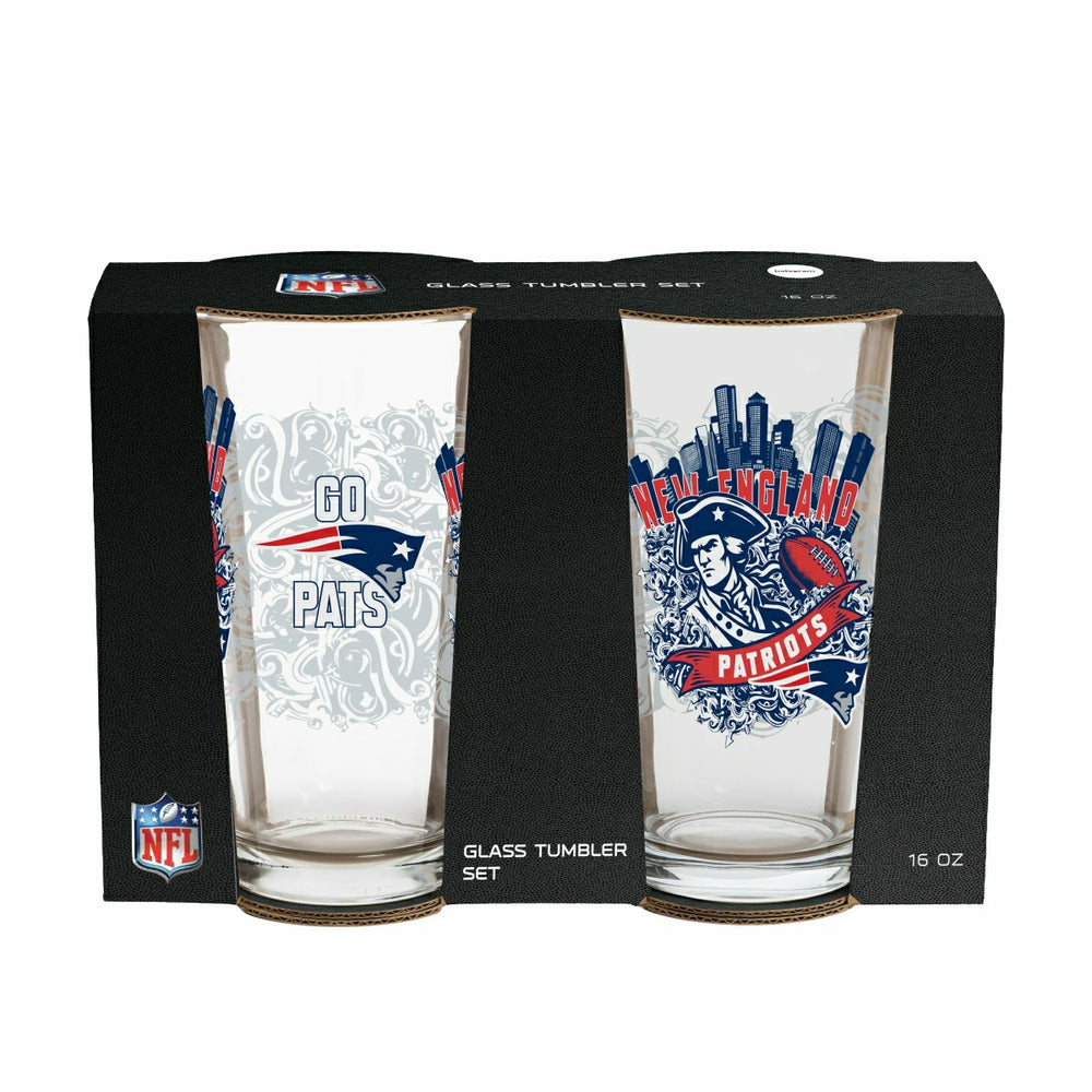 New England Patriots 16oz Glass pint, Set of 2