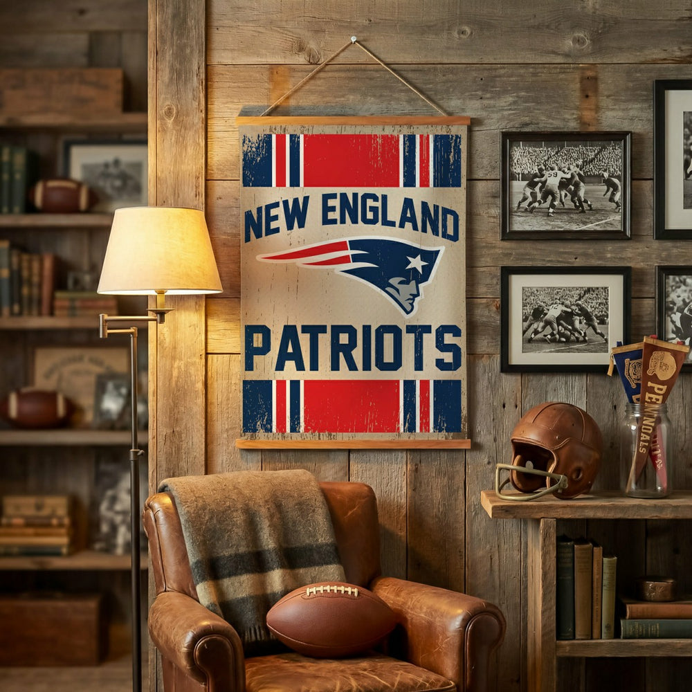 New England Patriots, Canvas Wall Tapestry, Medium, 36x24