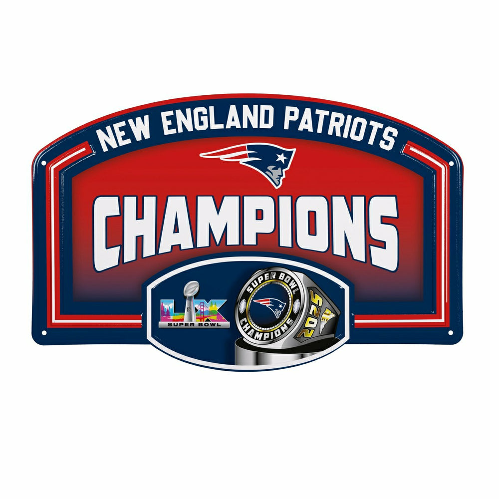 New England Patriots, Super Bowl 60, Ring, USA Embossed Steel Wall Sig