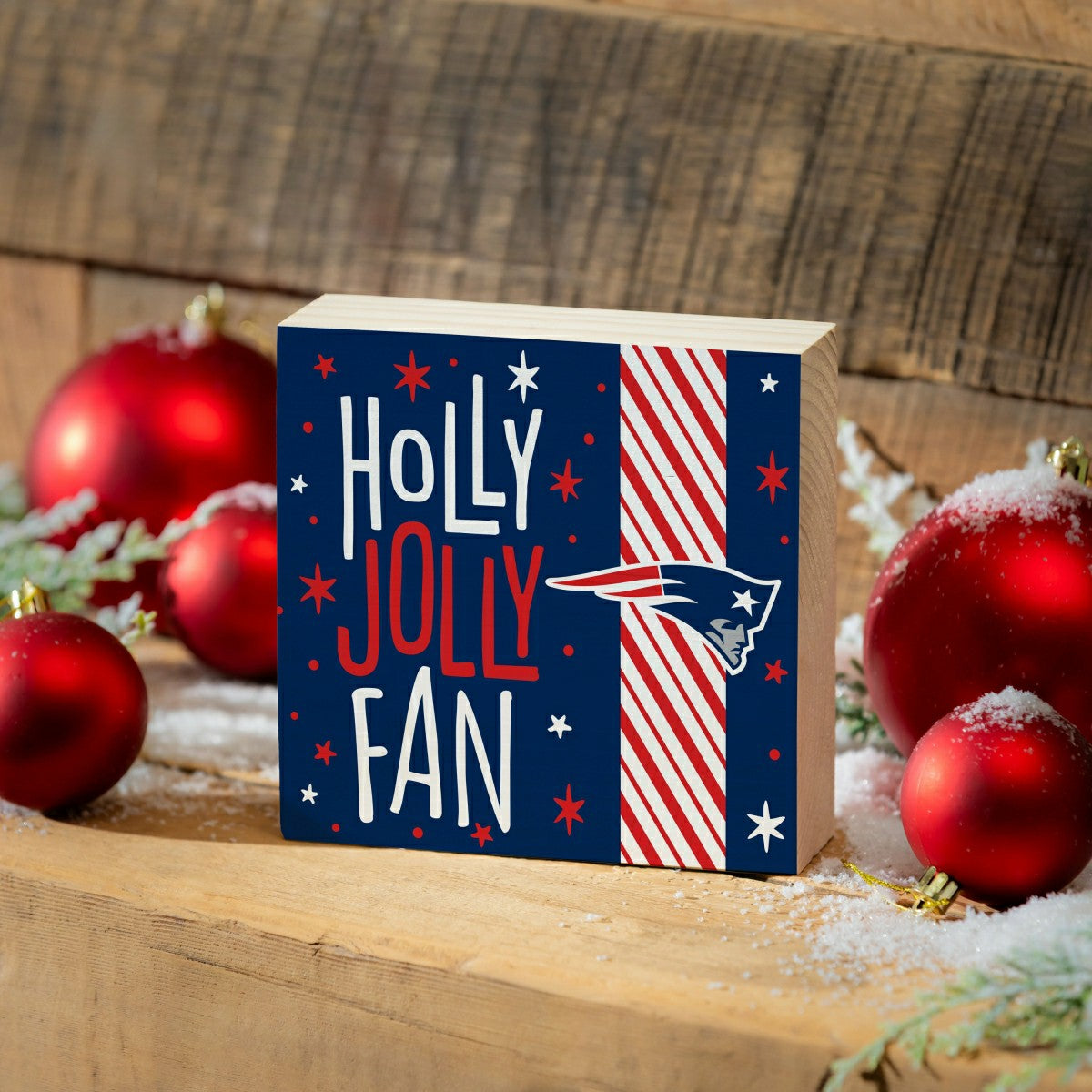 New England Patriots Block, Holiday, 6x6