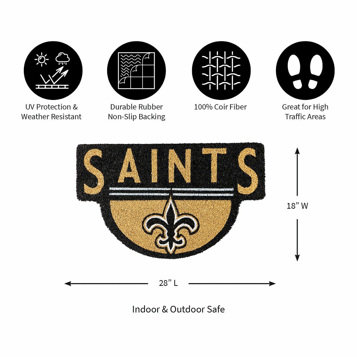 NFL Shaped Coir Door Mat, Saints