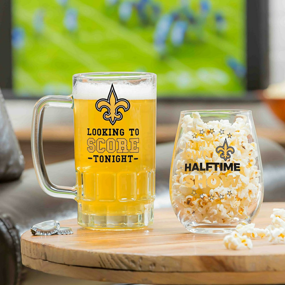 New Orleans Saints, Stemless 17OZ Wine & Beer 16 OZ Gift Set