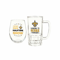 New Orleans Saints, Stemless 17OZ Wine & Beer 16 OZ Gift Set