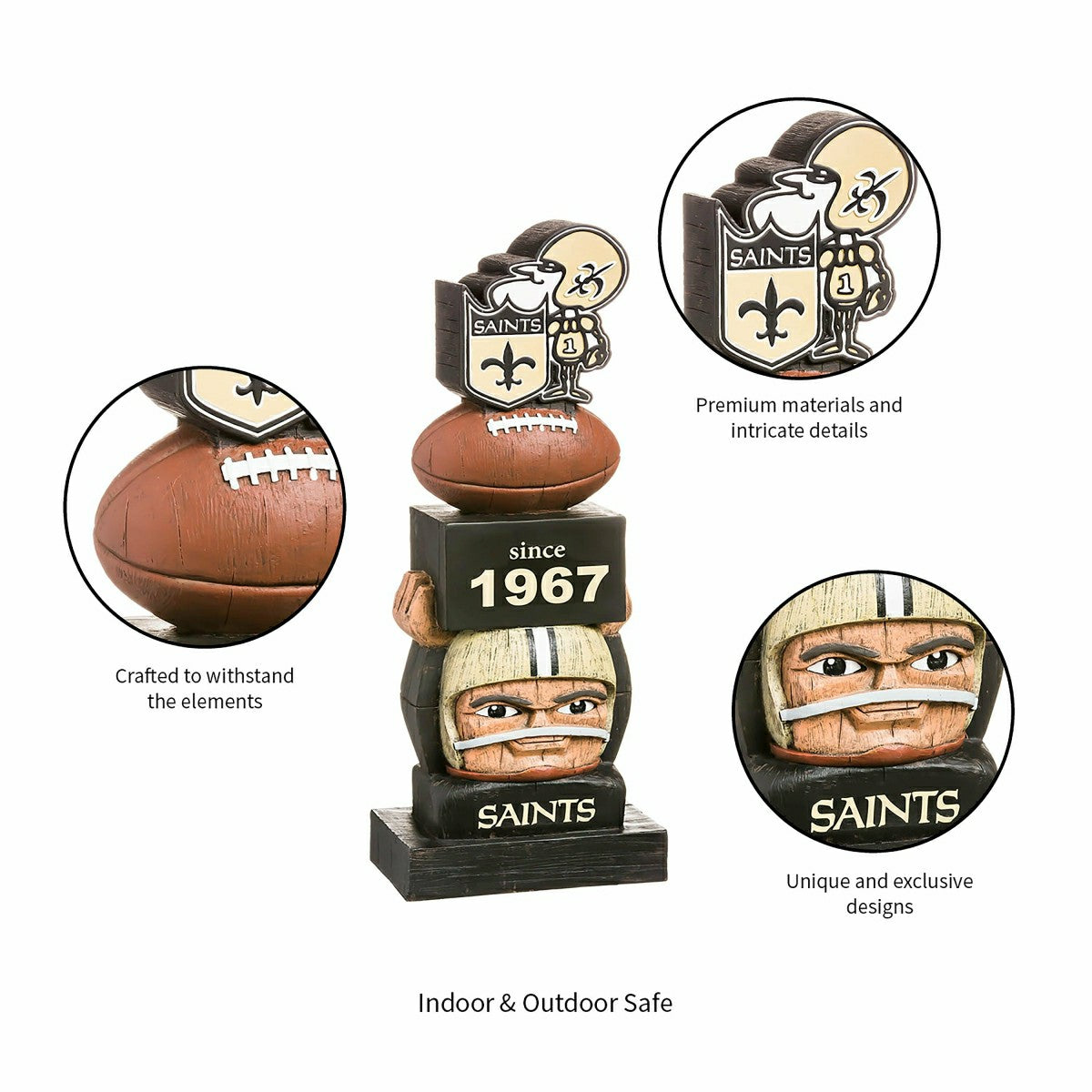 Vintage Football Garden Statue, New Orleans Saints