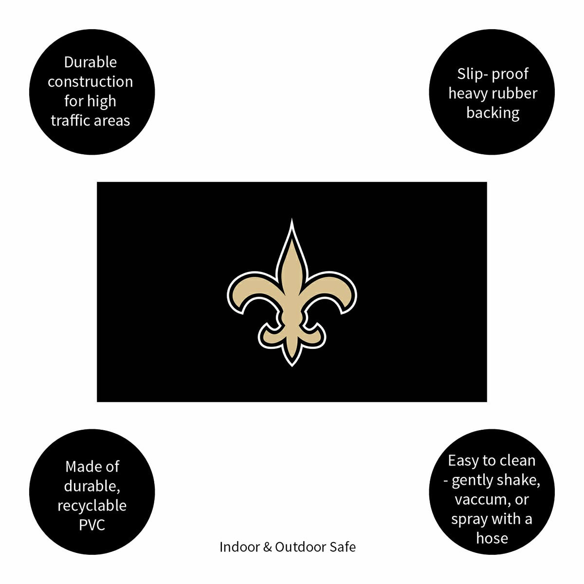 Full Color PVC Mat, 16" x 28", New Orleans Saints