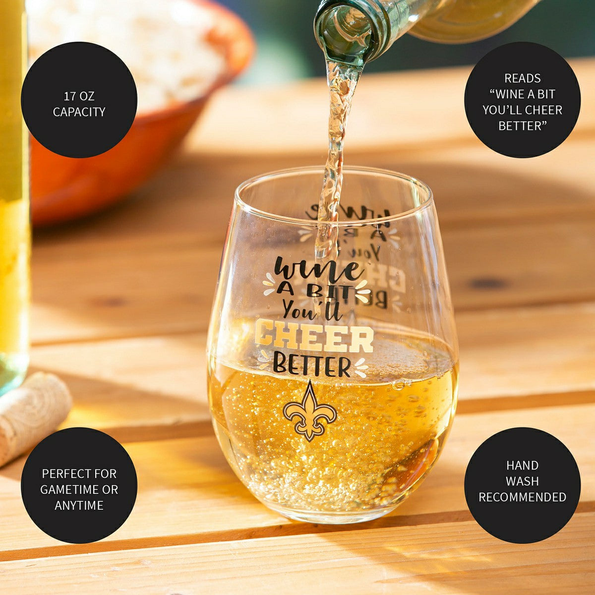 New Orleans Saints, 17oz Boxed Stemless Wine