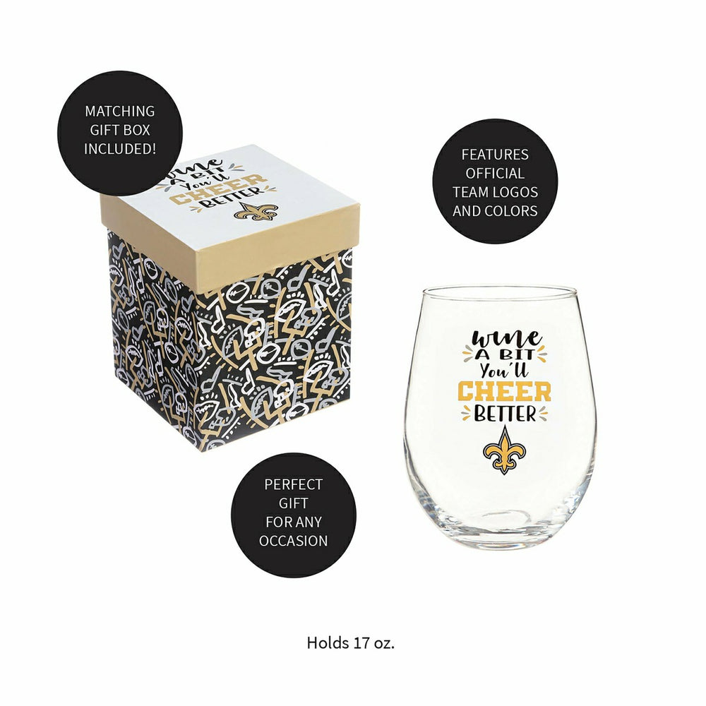 New Orleans Saints, 17oz Boxed Stemless Wine