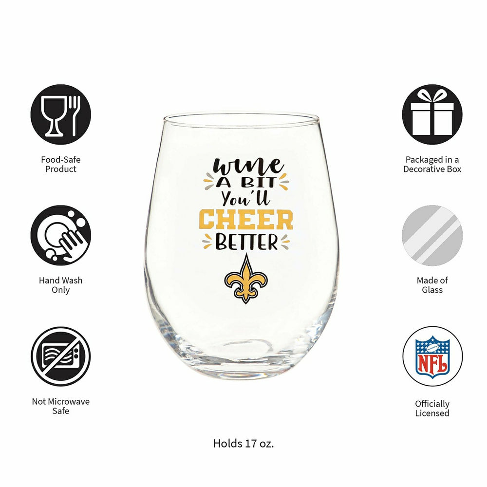 New Orleans Saints, 17oz Boxed Stemless Wine