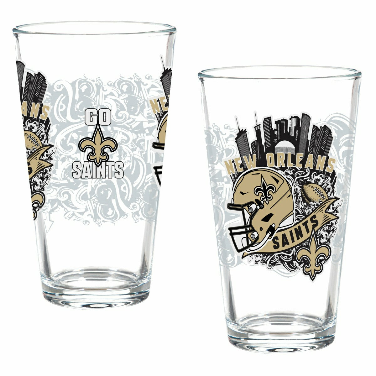 New Orleans Saints 16oz Glass pint, Set of 2