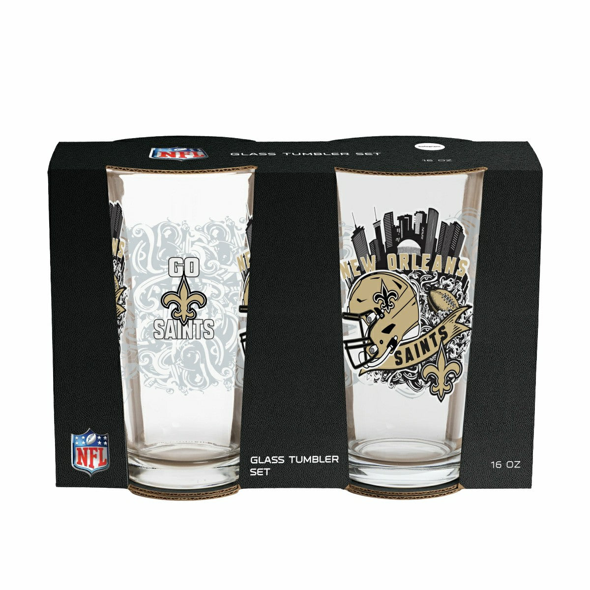 New Orleans Saints 16oz Glass pint, Set of 2