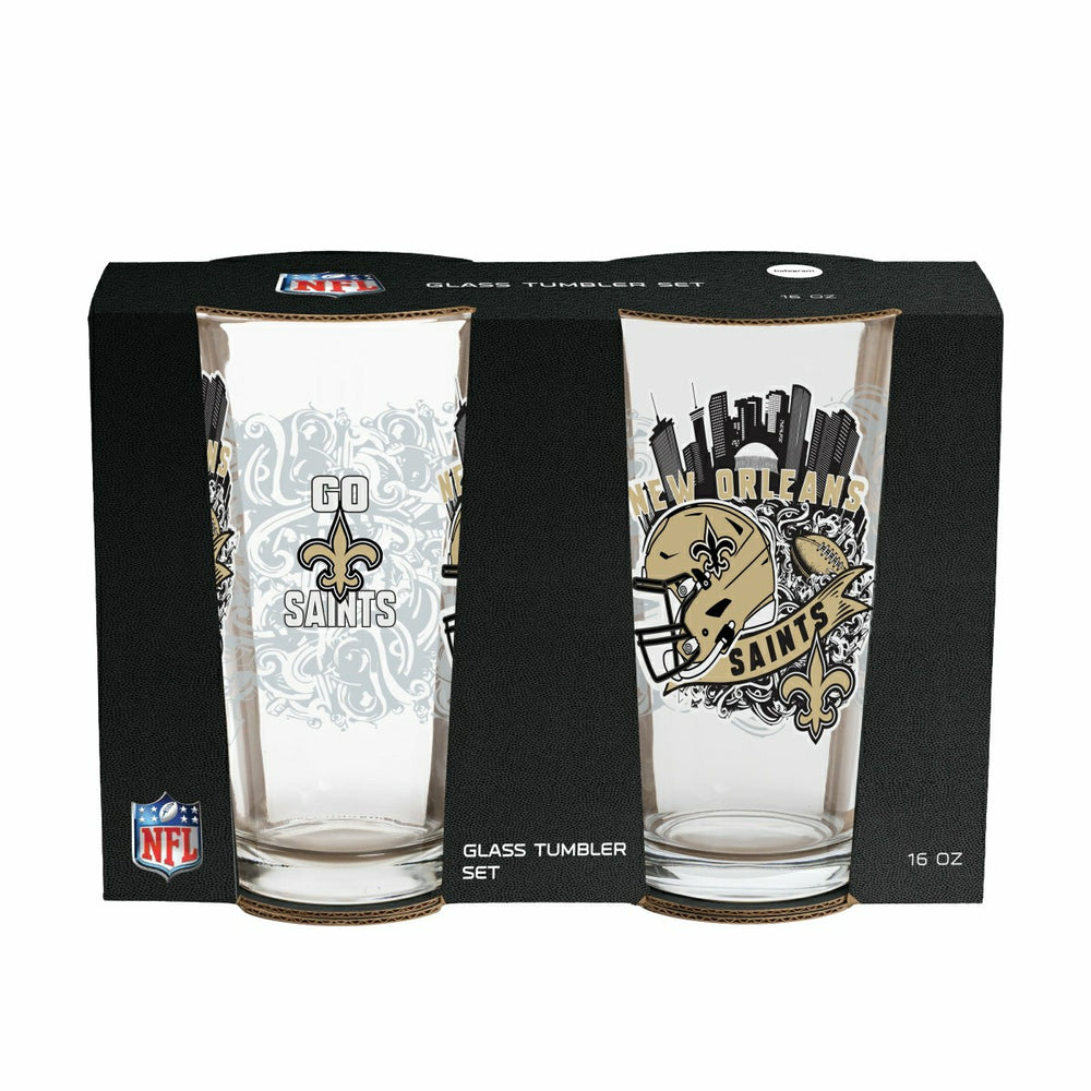 New Orleans Saints 16oz Glass pint, Set of 2