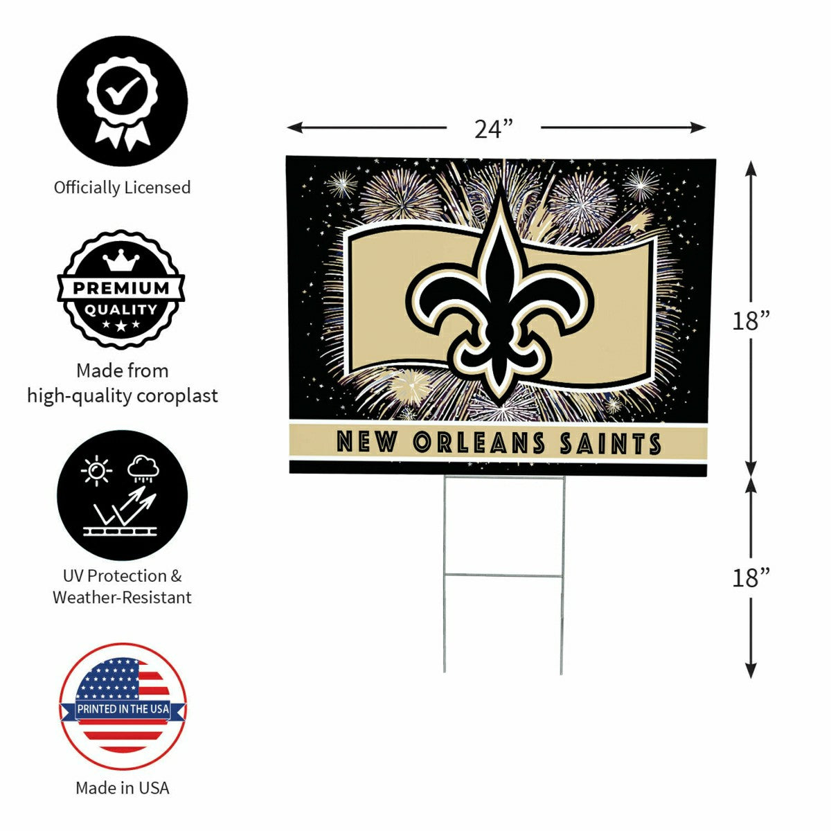New Orleans Saints Yard Sign, Patriotic