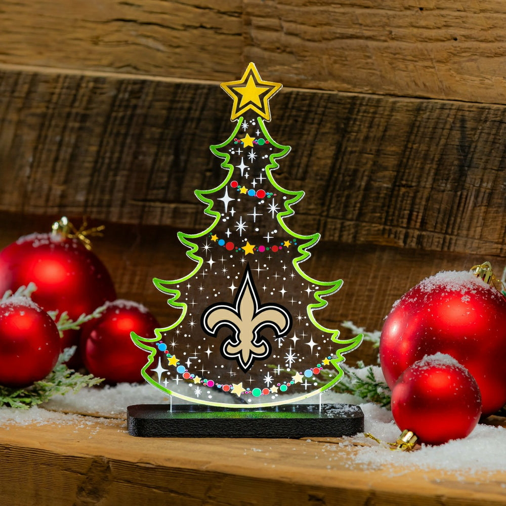 New Orleans Saints NFL Football Holiday Tree Desklite LED Decor