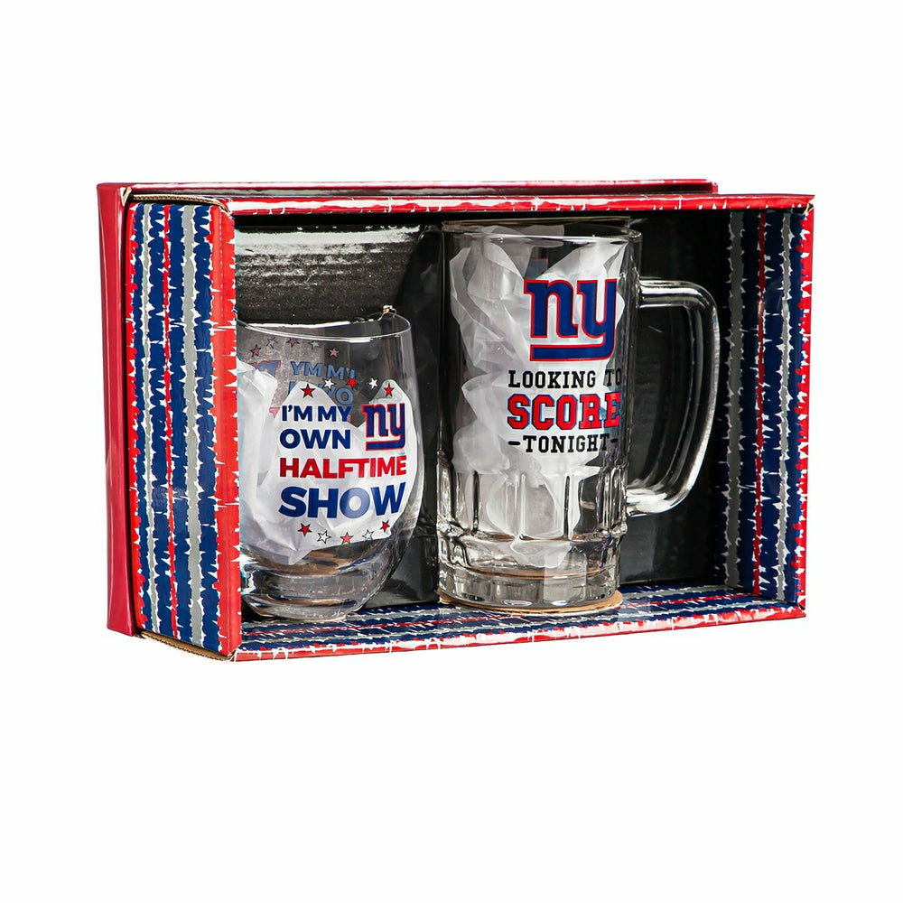 New York Giants, Stemless 17OZ Wine & Beer 16 OZ Gift Set