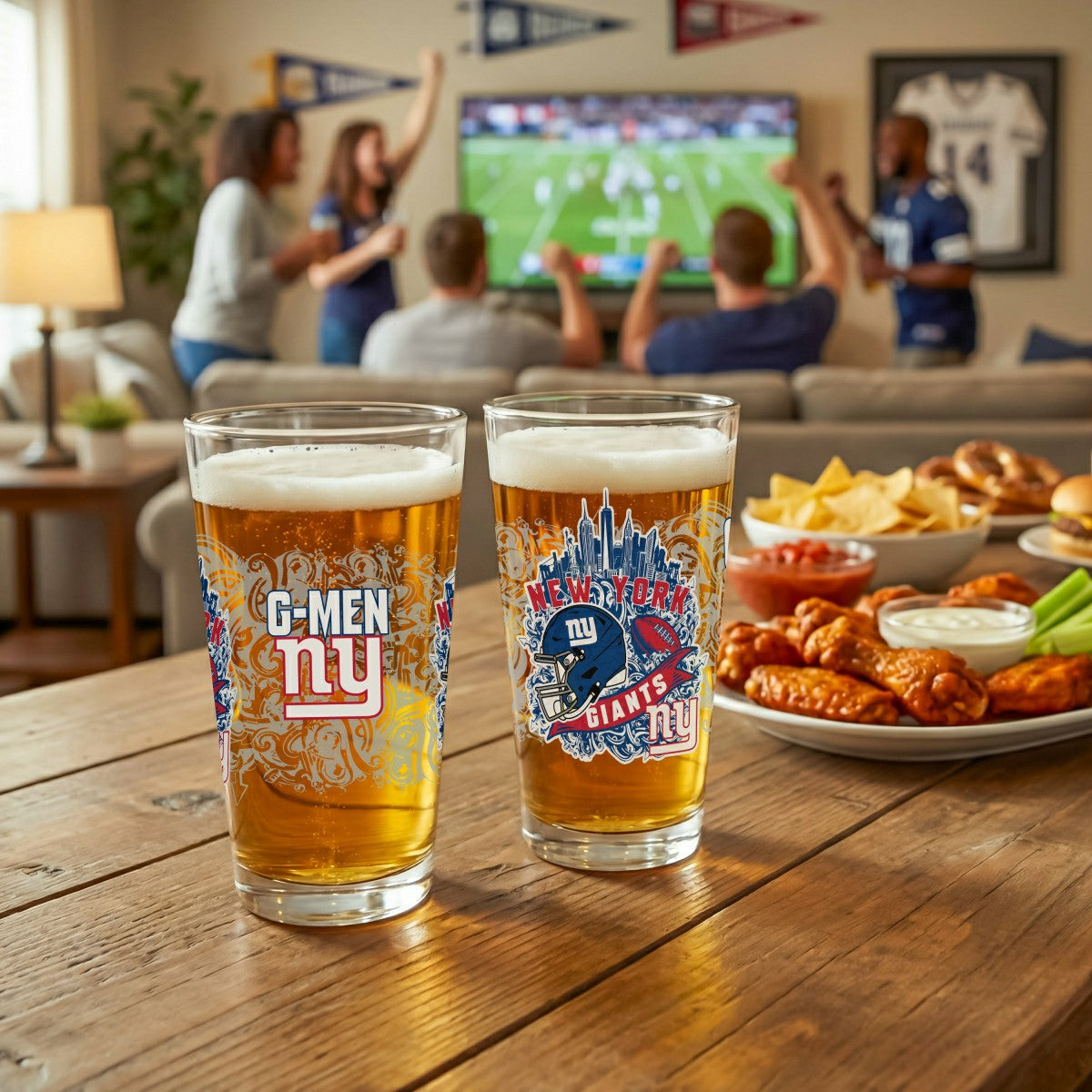 New York Giants 16oz Glass pint, Set of 2