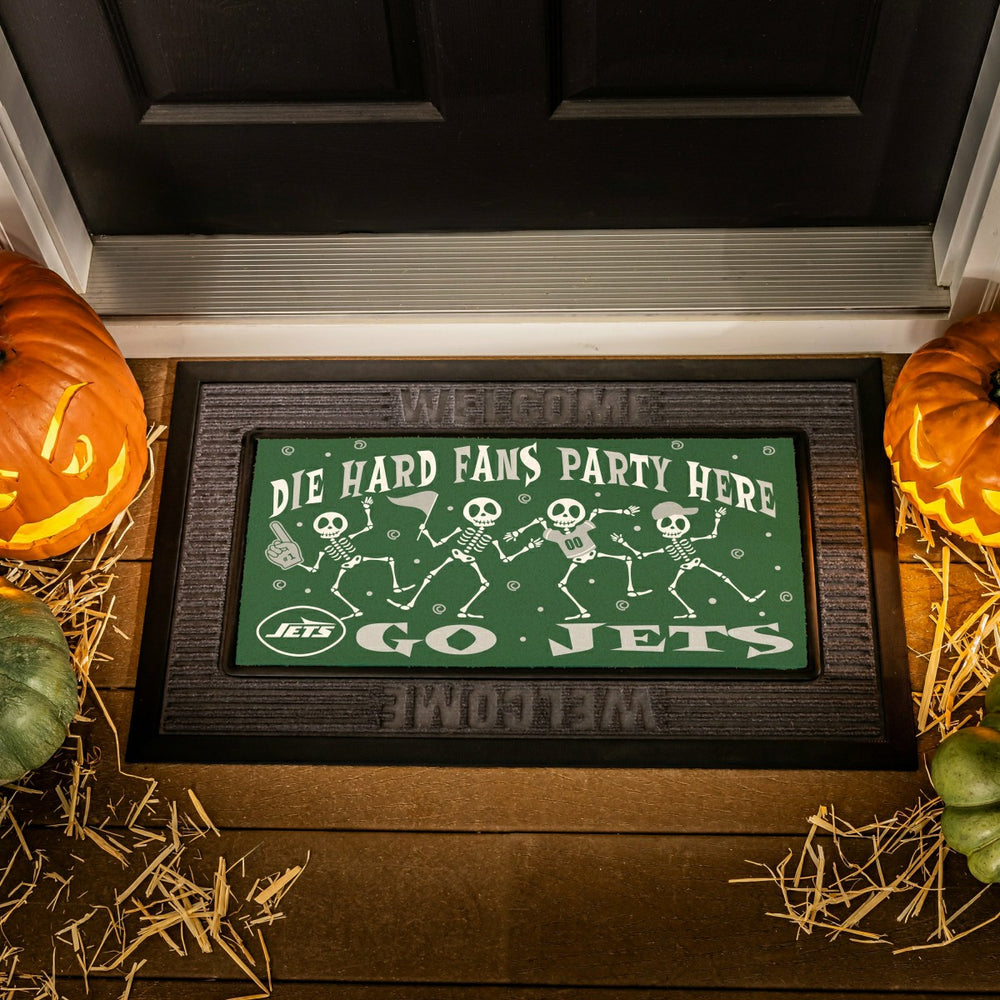 New York Jets Flocked Coir Halloween Sassafras Switch Mat, 22"x10"