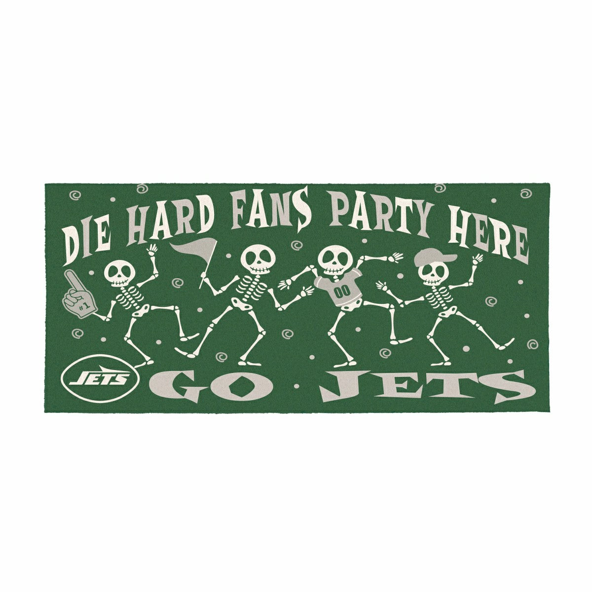 New York Jets Flocked Coir Halloween Sassafras Switch Mat, 22"x10"