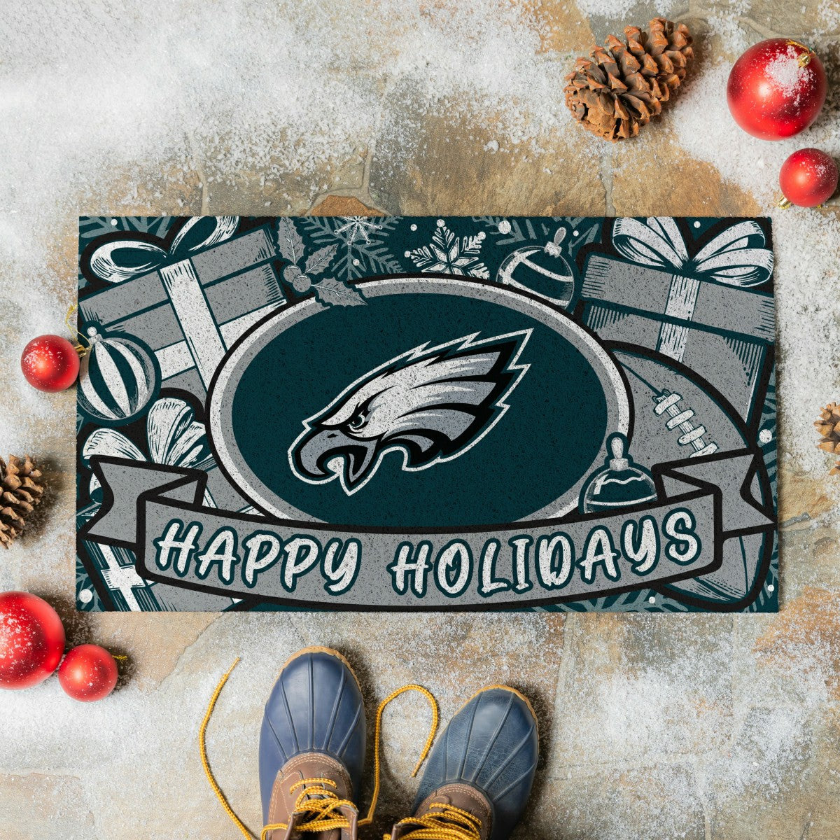Philadelphia Eagles Holiday PVC Mat, 28"x16"